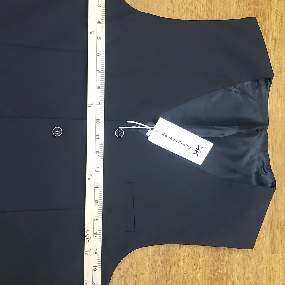 NWT Men's Black Suit Vest K.keenly Xl Button Up Front Adjustable Back 2 Pocket